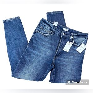 NWT Women's Good American Good Waist Distressed Slim Jean Medium Wash Size 10